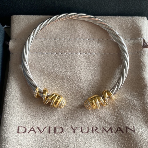 David Yurman Twisted Silver Bracelet with Gold Accents - Picture 1 of 4